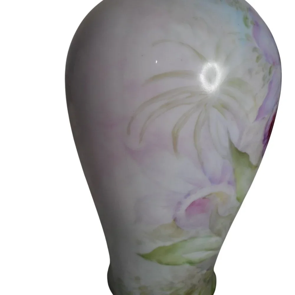 Vintage c 1930 Epiag Czechoslovakian Porcelain Floral Orchid vase pastels
